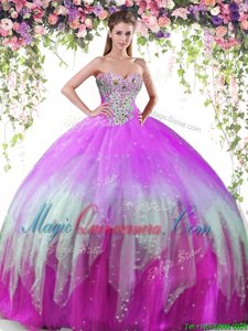 Fabulous Multi-color Sweetheart Lace Up Beading Sweet 16 Quinceanera Dress Sleeveless