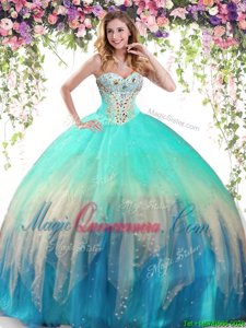 Multi-color Quinceanera Dress Military Ball and Sweet 16 and Quinceanera and For with Beading Sweetheart Sleeveless Lace Up