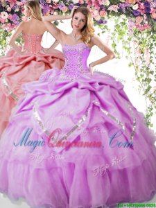 Spectacular Sleeveless Lace Up Floor Length Beading and Pick Ups 15 Quinceanera Dress