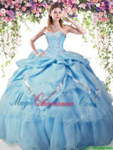 Baby Blue Sweetheart Lace Up Beading and Pick Ups Quinceanera Gown Sleeveless