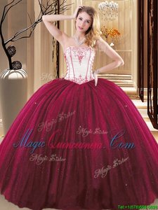 Tulle and Sequined Sleeveless Floor Length Sweet 16 Dress and Embroidery