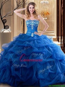 Sleeveless Embroidery and Ruffles Lace Up 15 Quinceanera Dress
