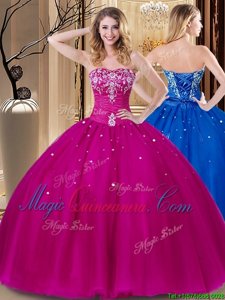 Lovely Sleeveless Lace Up Floor Length Beading and Embroidery Quince Ball Gowns