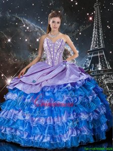 Organza Sweetheart Sleeveless Lace Up Beading and Ruffles Quinceanera Dresses in Multi-color