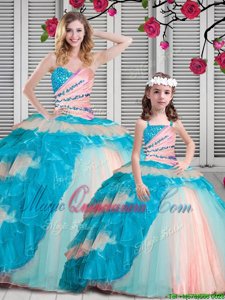 Customized Multi-color Lace Up 15 Quinceanera Dress Beading and Ruching Sleeveless Floor Length