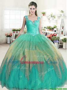 Fabulous Straps Straps Multi-color Sleeveless Ruffled Layers Floor Length Ball Gown Prom Dress