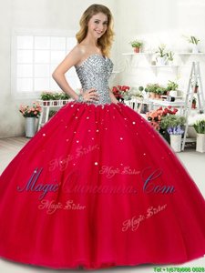 New Arrival Tulle Sleeveless Floor Length Quinceanera Dresses and Beading