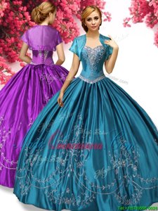 Dazzling Floor Length Ball Gowns Sleeveless Teal 15 Quinceanera Dress Lace Up