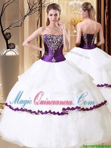 Floor Length Ball Gowns Sleeveless White Ball Gown Prom Dress Lace Up